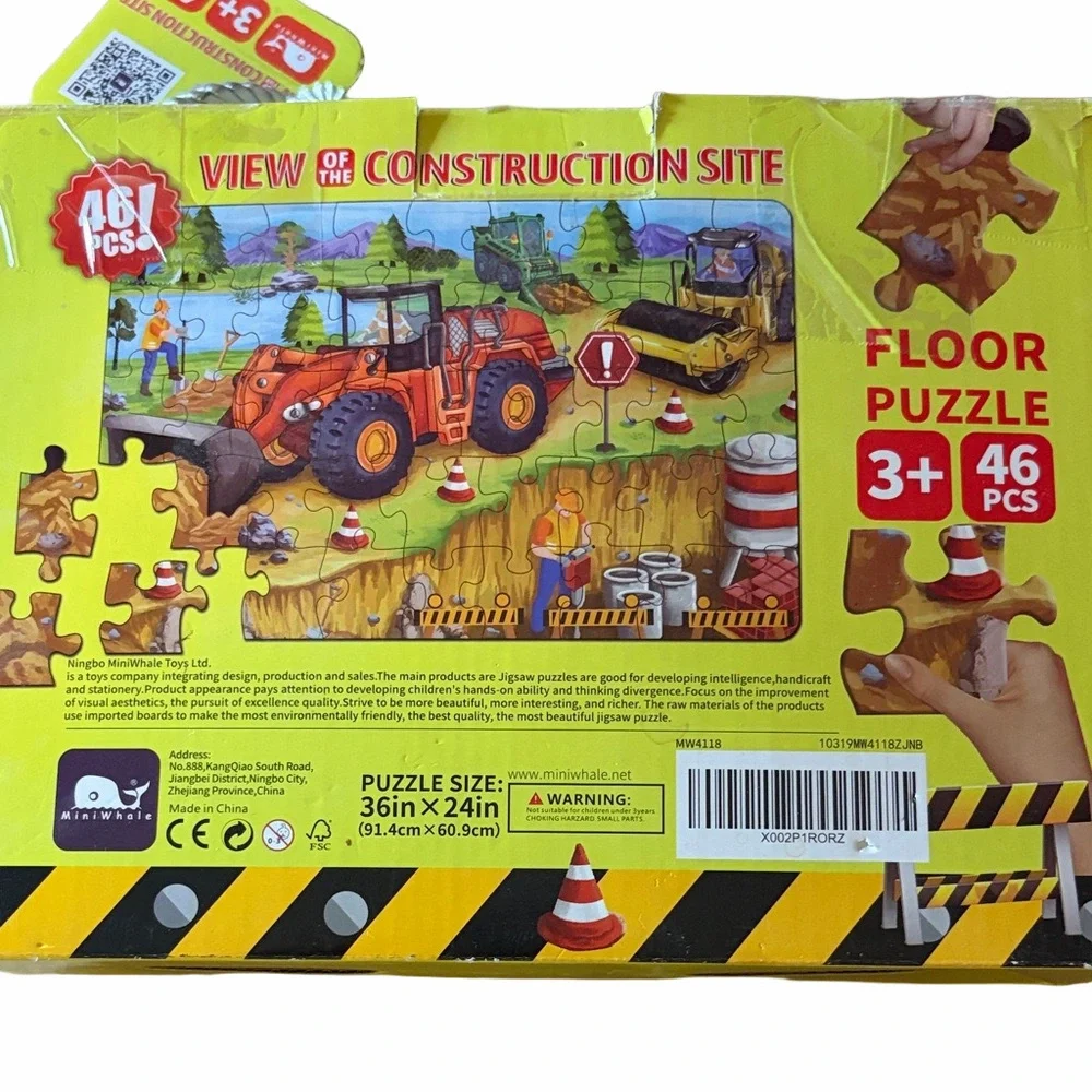 MiniWhale Construction Site Floor Puzzle - 46 Pieces | Ages 3+